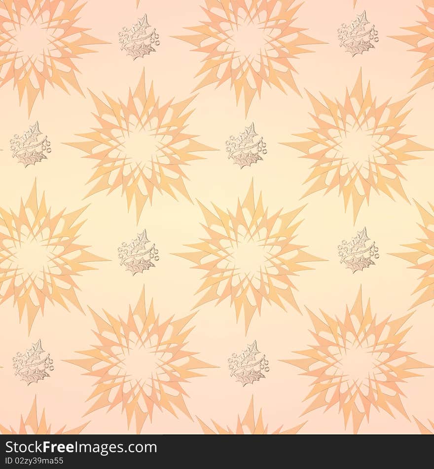 Orange fancy stars on a light orange background, seamless tile. Orange fancy stars on a light orange background, seamless tile.