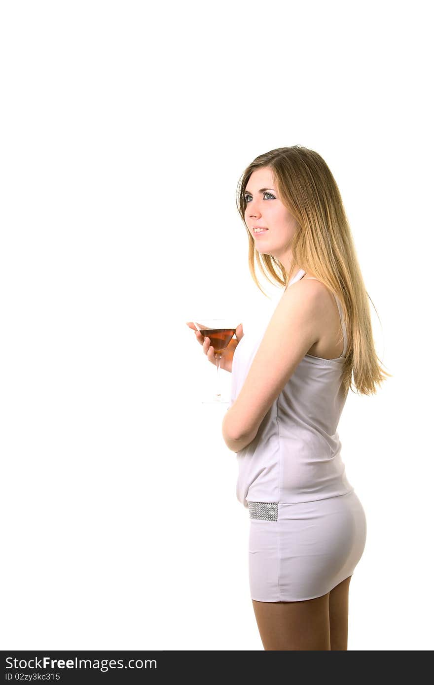 Attractive young blond woman drink Martini. Attractive young blond woman drink Martini