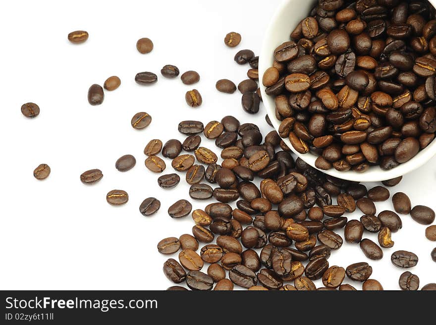 Close-up of Coffee beans in cup.