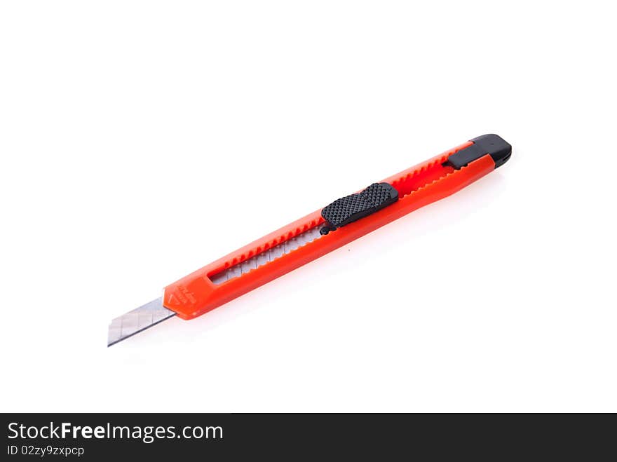 Isolated red letter opener on white background