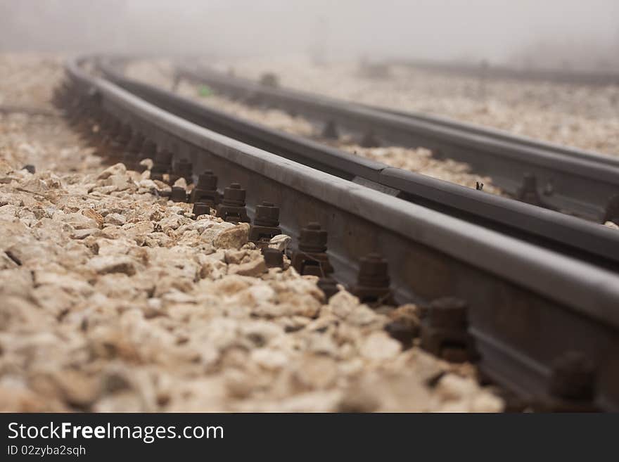 Landscape of railway in mist. Landscape of railway in mist