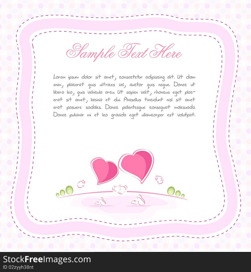 Illustration of valentine card with hearts