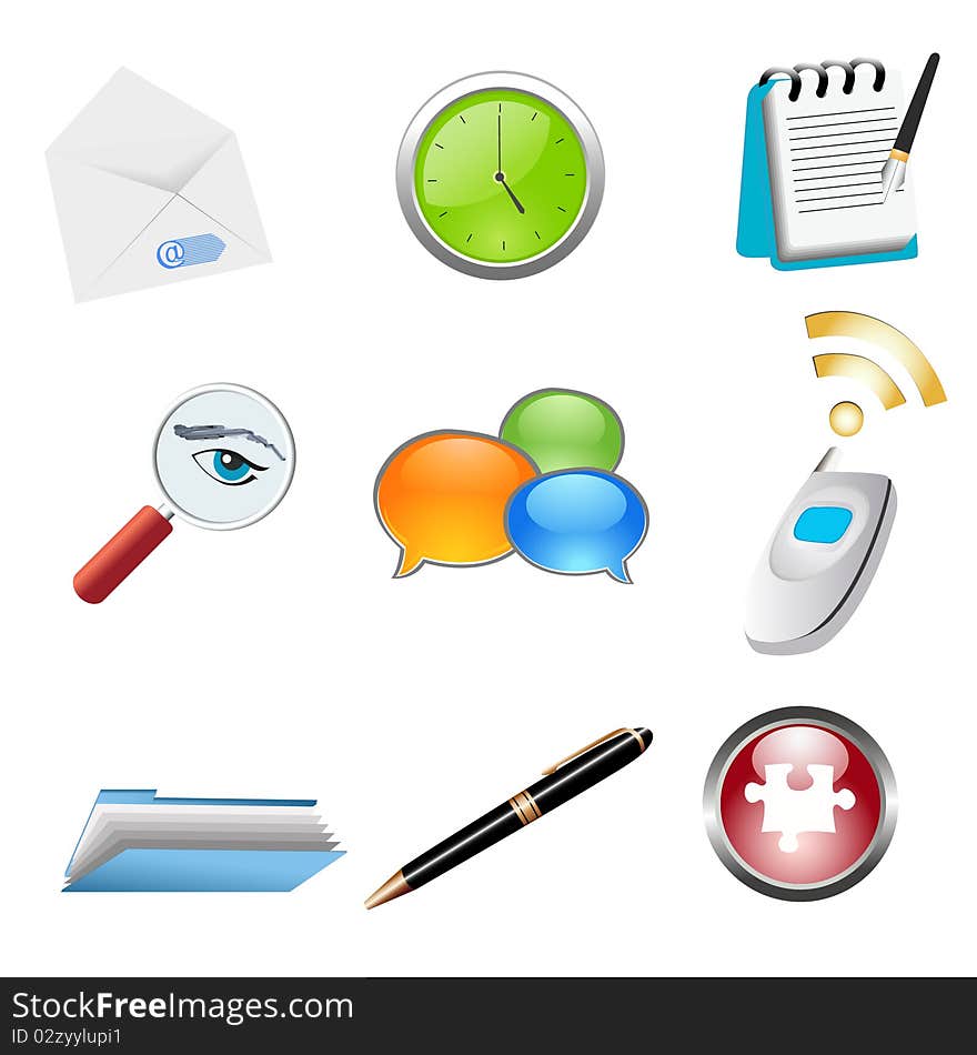 Illustration of business icons on white background