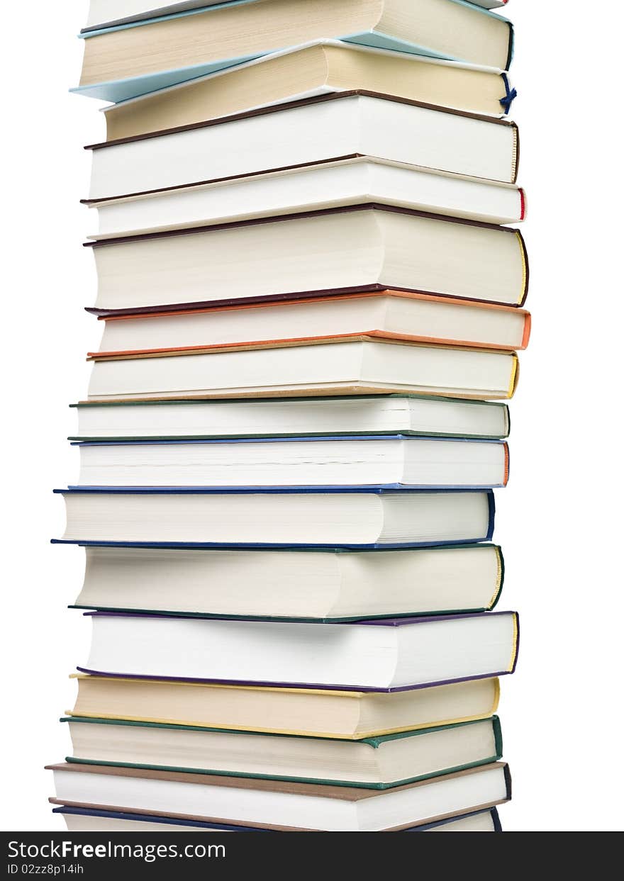 Pile of books isolated on white background