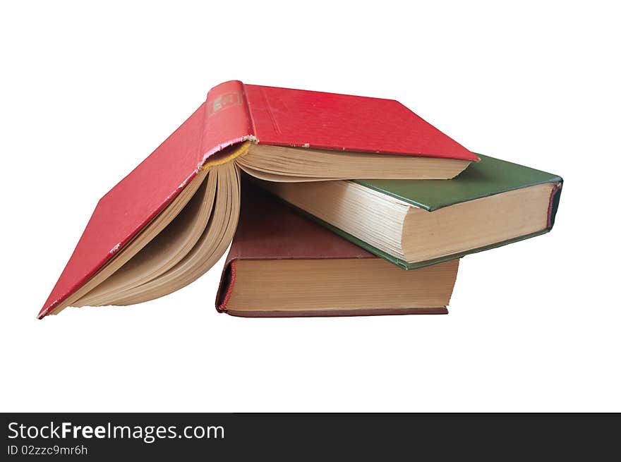 Stack of books isolated on the white background