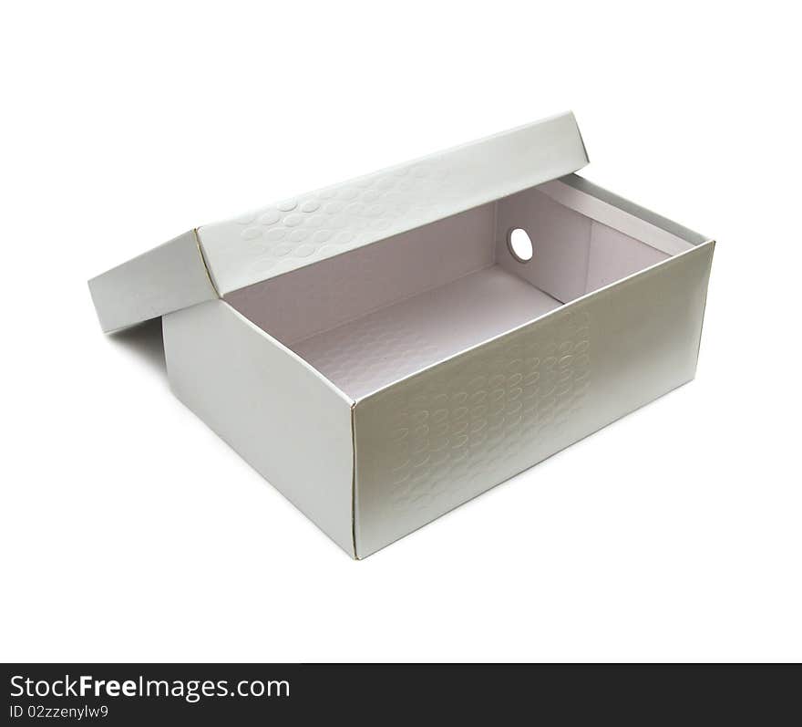 White cardboard storage box on isolated background. White cardboard storage box on isolated background