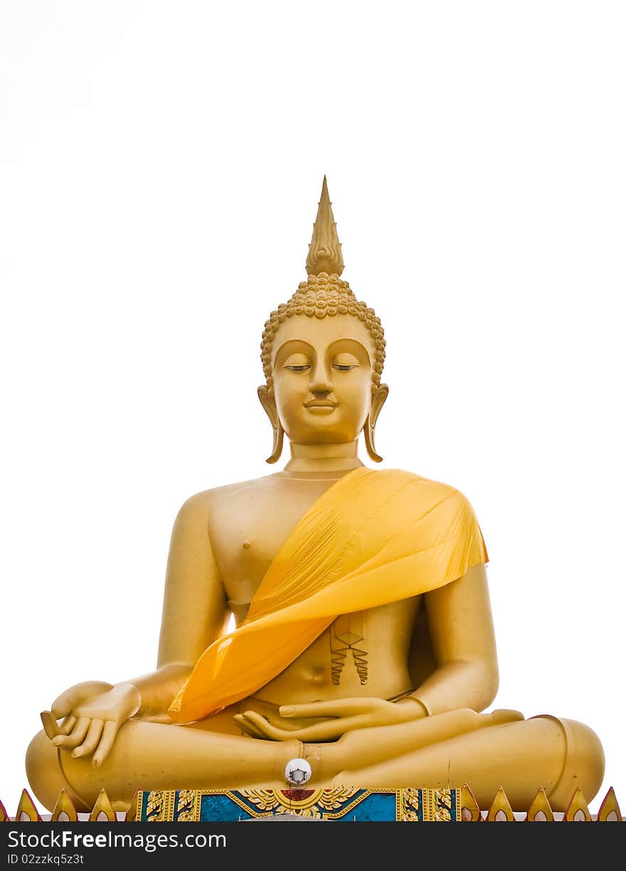 View of buddha statue in gold paint