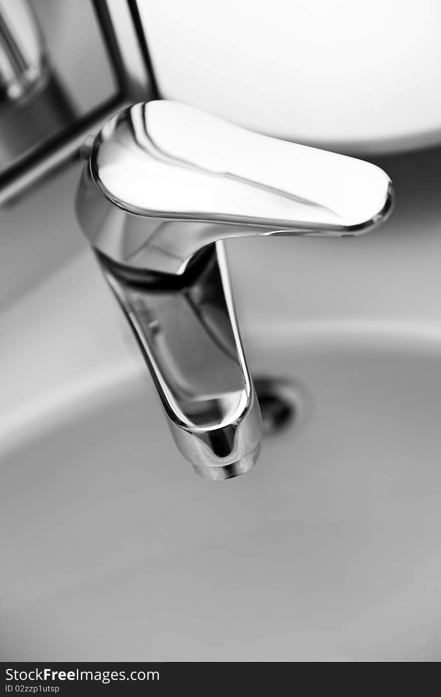 Close-up of chrome bathroom tap