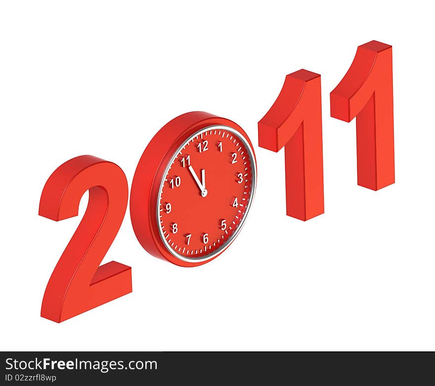 Red sign of five minutes to new year on white. Computer generated 3D photo rendering. Red sign of five minutes to new year on white. Computer generated 3D photo rendering.