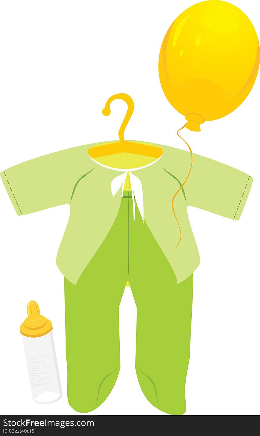 Green suit for a baby. Illustration