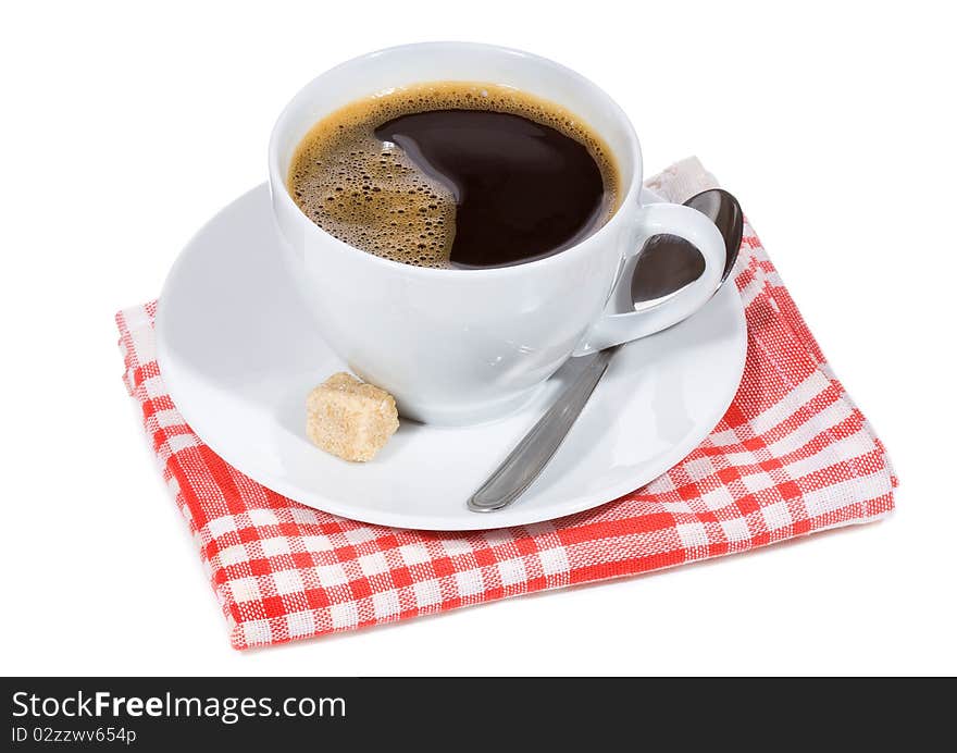 Cup of coffee on white background