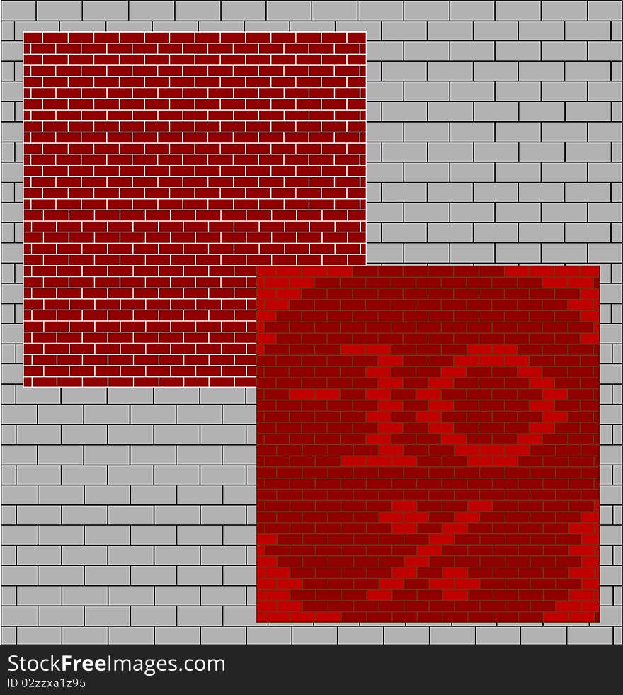 Texture red brick walls set