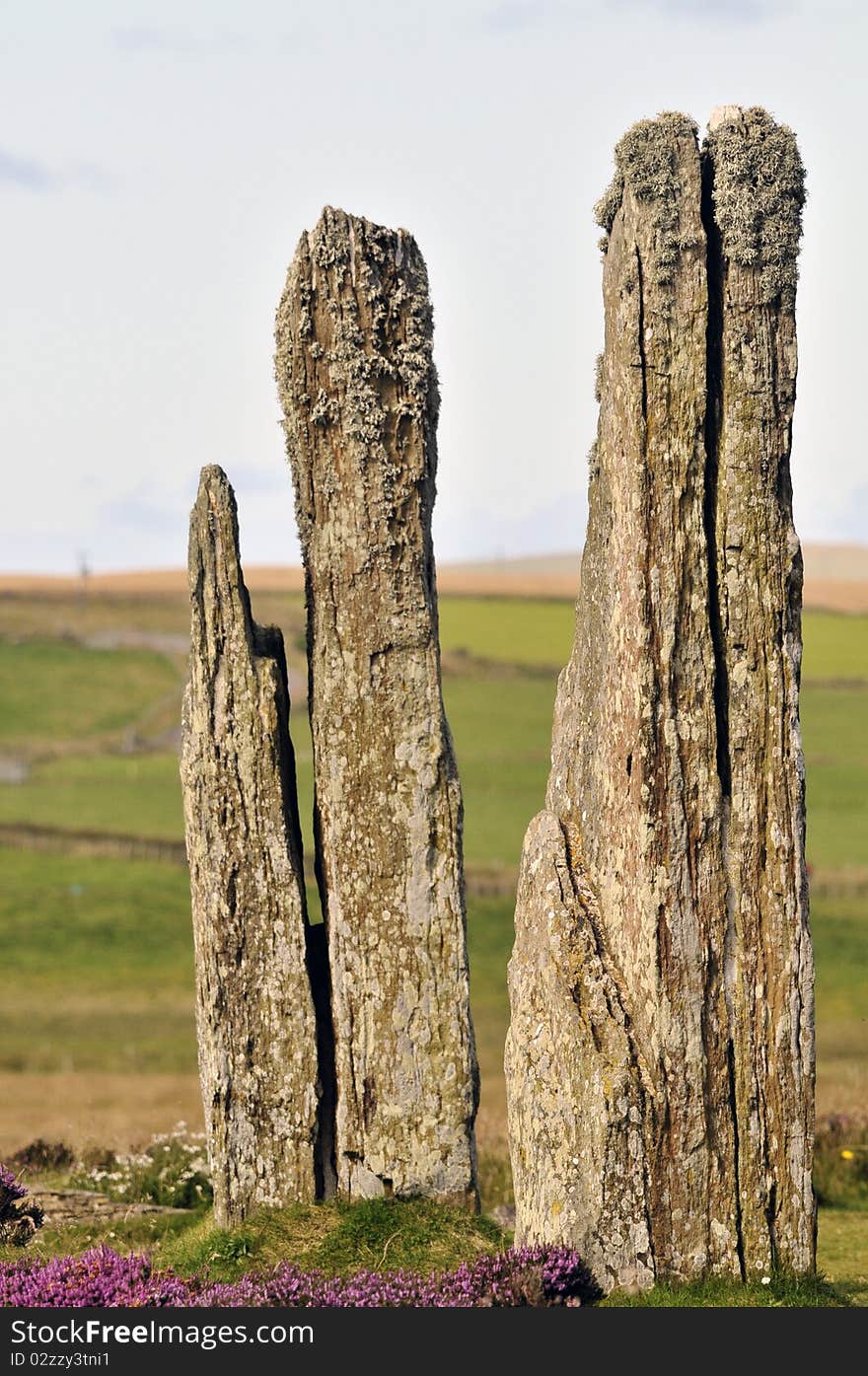 Neolitc stone circle with henge at Brodgar Orkney. Neolitc stone circle with henge at Brodgar Orkney