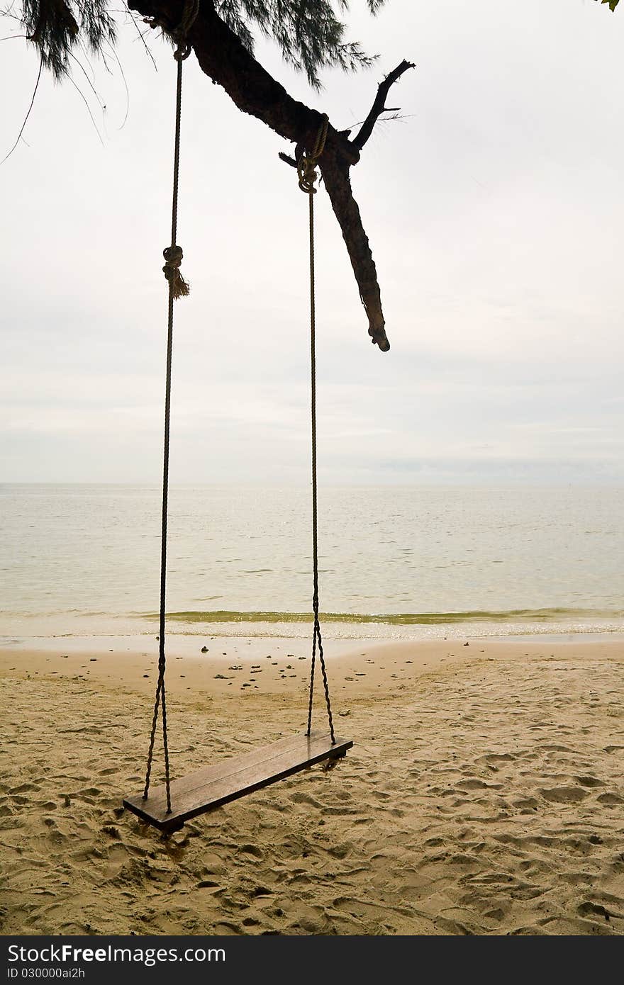 Swinger hang on tree on the beach. Swinger hang on tree on the beach