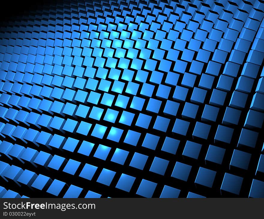 Abstract background with 3d blue cubes pattern