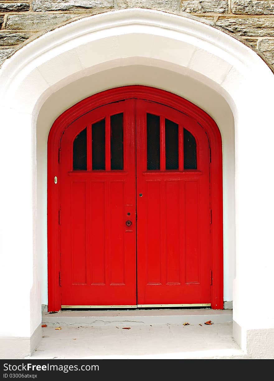 A red door on a local Philadelphia church. A red door on a local Philadelphia church