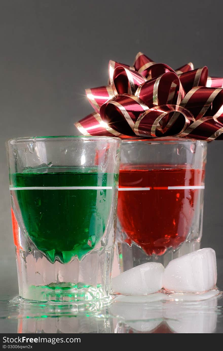 Celebrating Christmas With Holiday Colored Shots