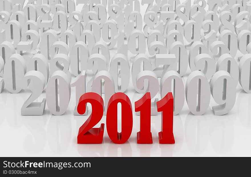 Happy new year 2011. High resolution 3d illustration. Calendar.