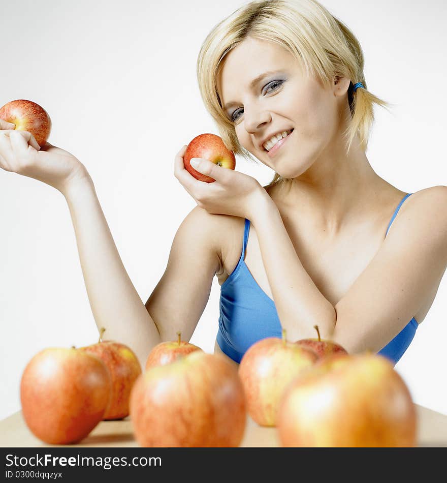 Woman with apples