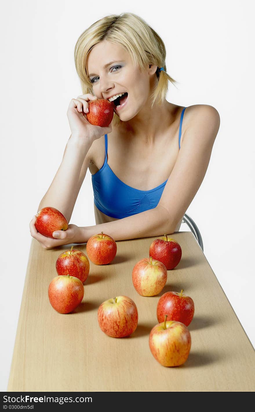 Woman with apples