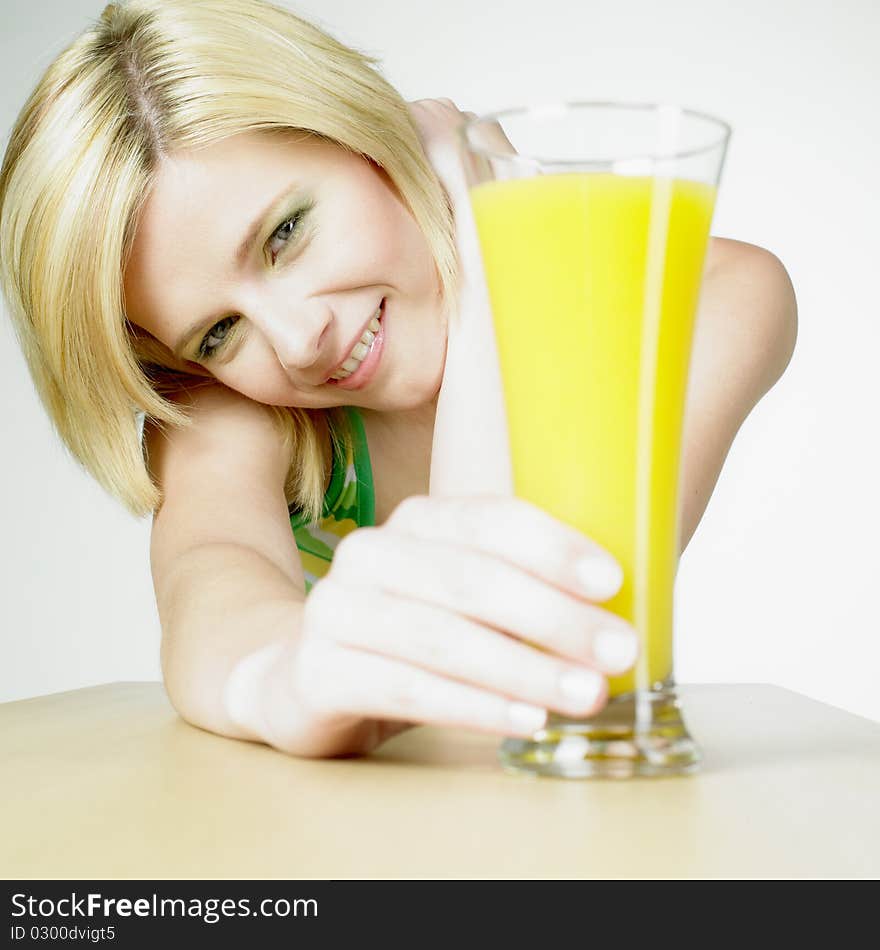 Woman with a glass of juice