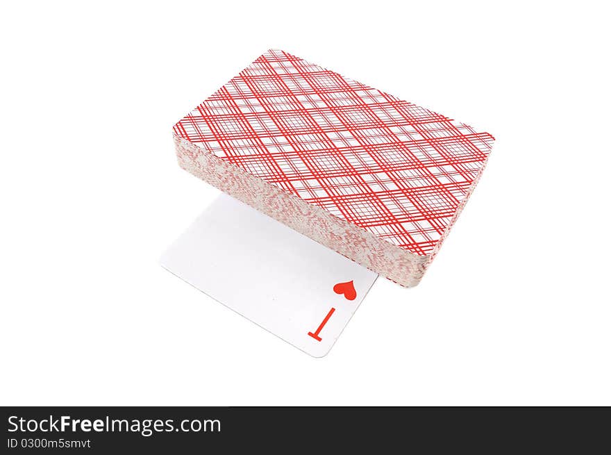 A deck of playing cards on white background. A deck of playing cards on white background