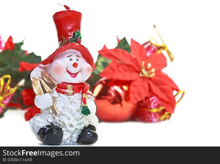 Santa Claus candle with christmas decoration