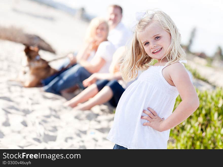 Adorable Blonde Girl Having Fun At the Beach