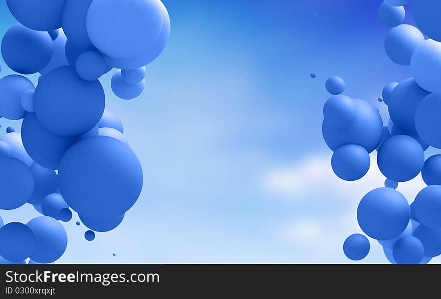 Abstract background with blue spheres. Abstract background with blue spheres