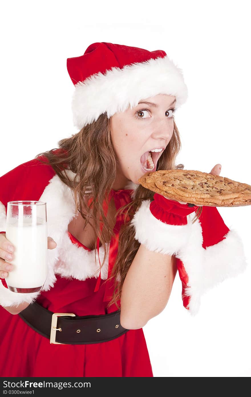 Mrs Santa Eating Big Cookie