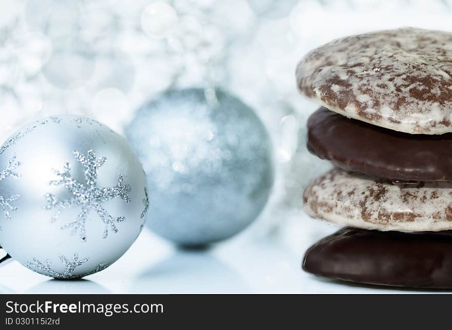 Stack of Gingerbread Cookie with christmas background