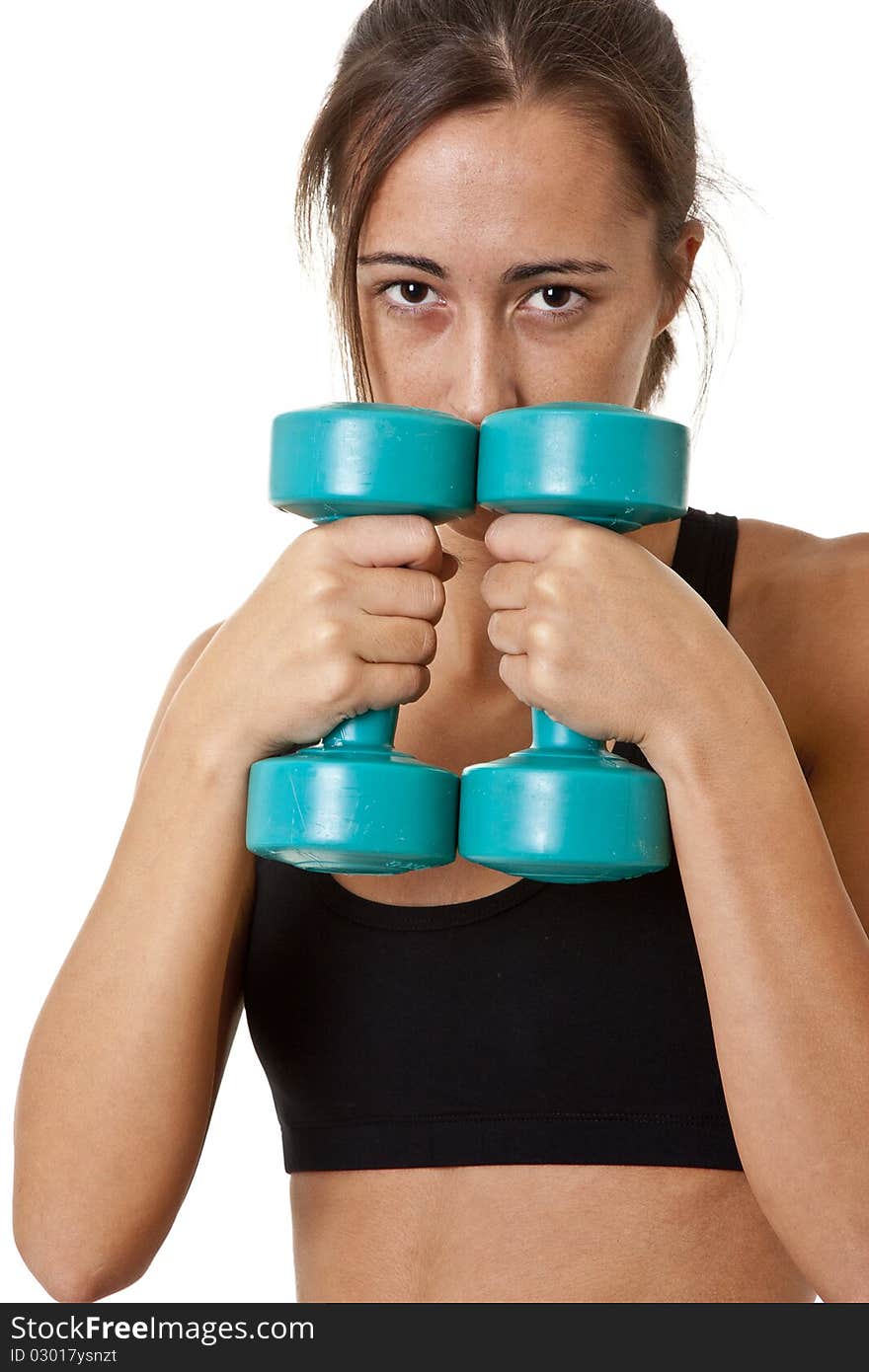 Sports Woman with dumbbells