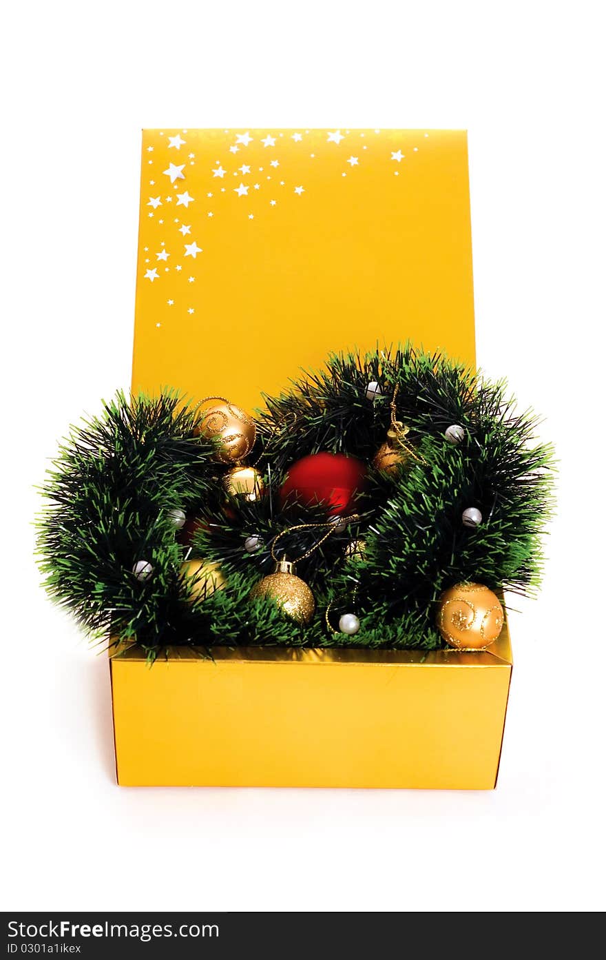 Box with xmas decoration