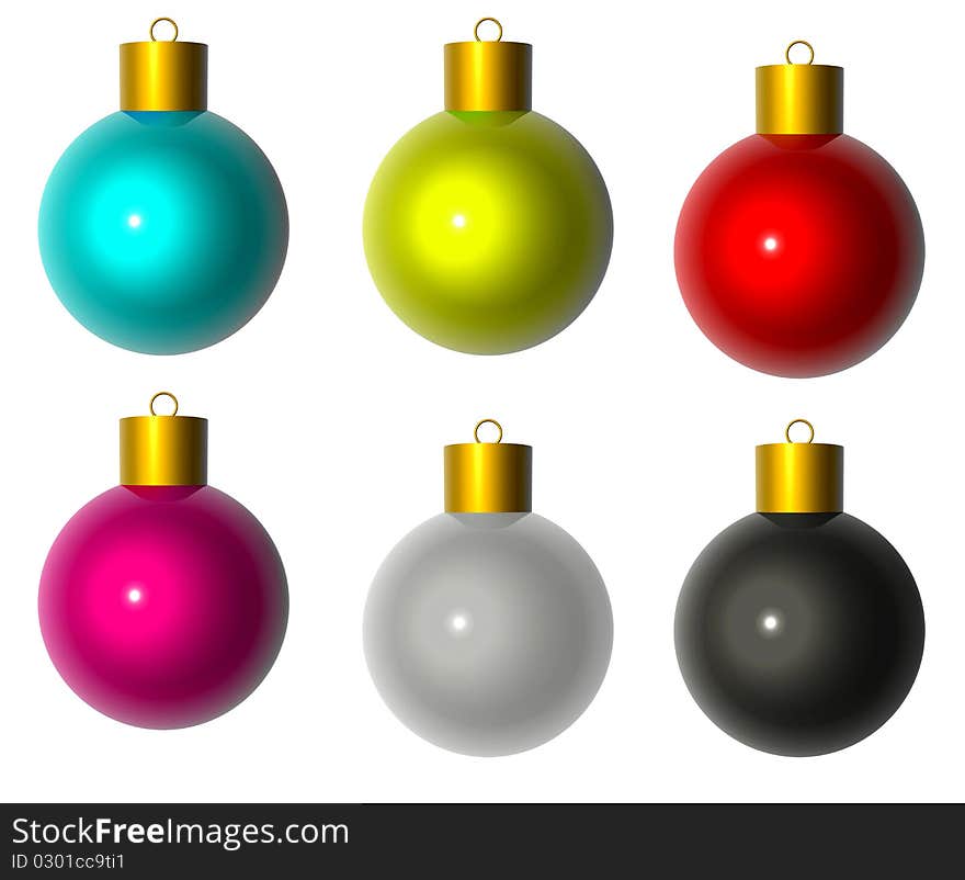 3D Christmas balls in different colors to work. 3D Christmas balls in different colors to work