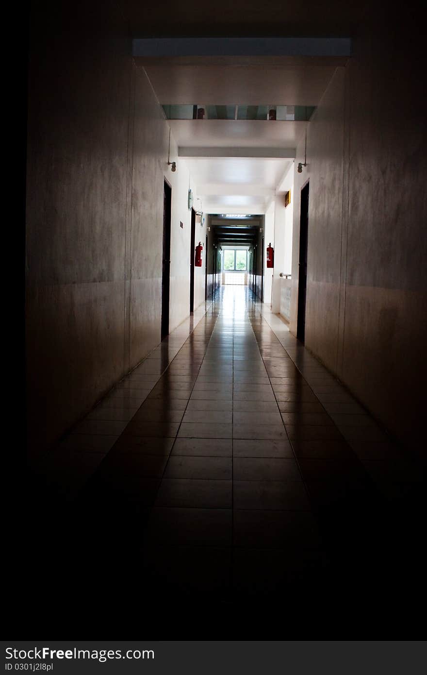 Walkway in the hotel corridor