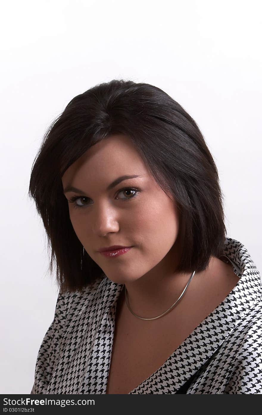 Portrait of a young woman - silk robe and white background