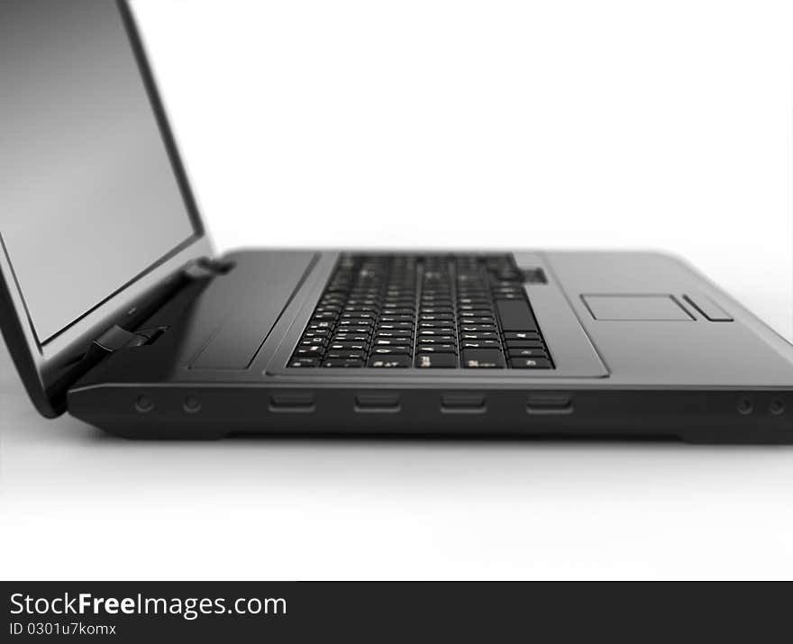 Laptop on white isolated. 3d render