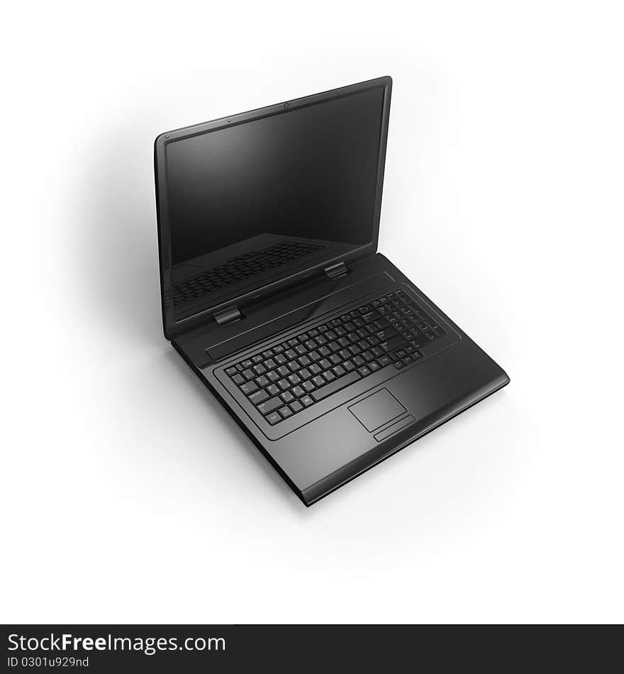 Laptop on white isolated. 3d render