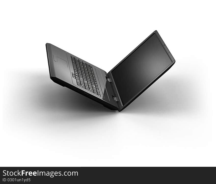 Laptop on white isolated. 3d render