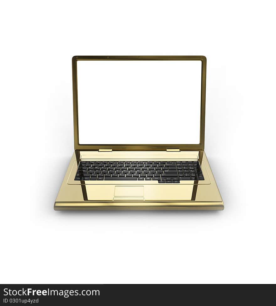 Blank laptop on white isolated. 3d render