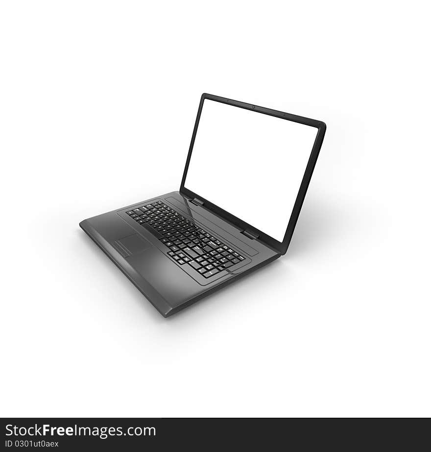 Laptop on white isolated. 3d render