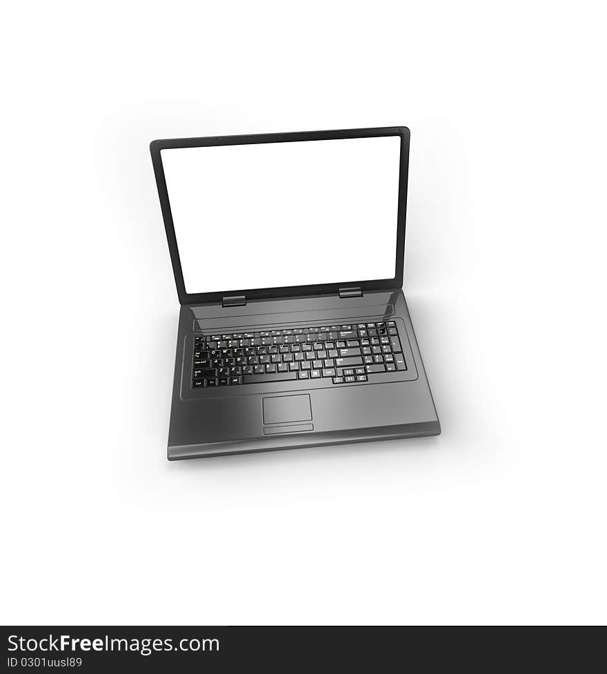 Laptop on white isolated. 3d render