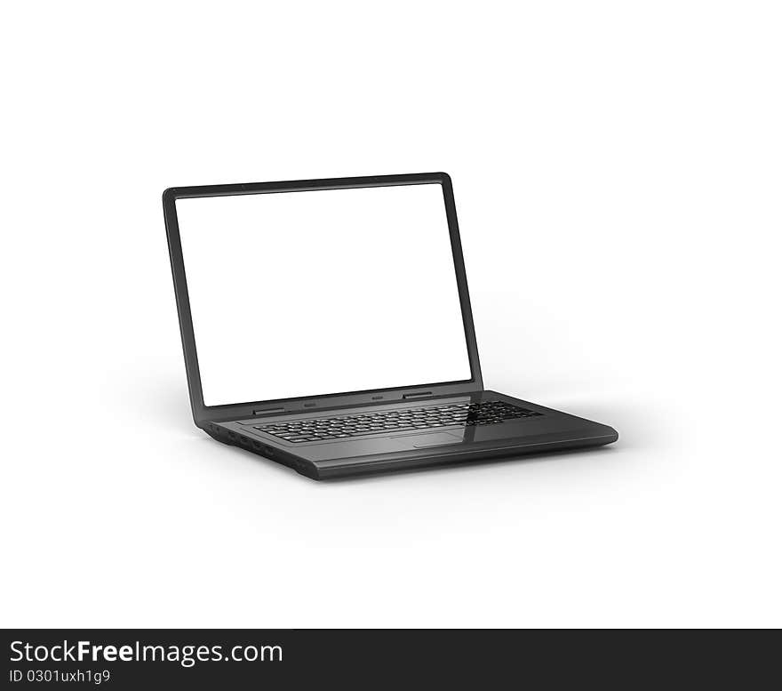 Laptop on white isolated. 3d render