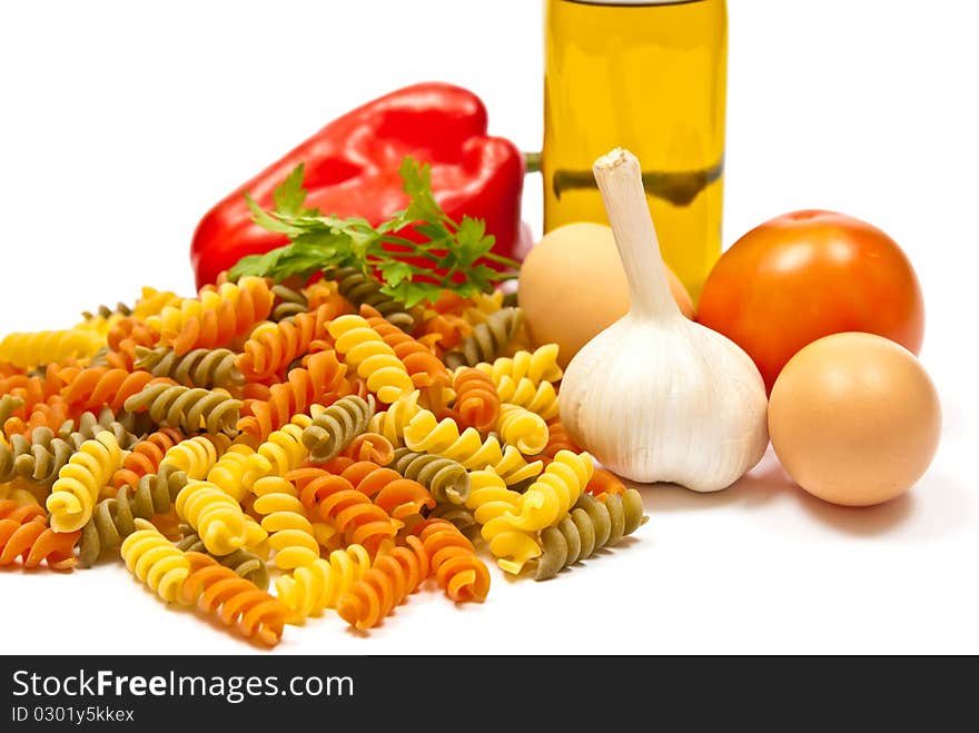 Ingredients and spaghetti