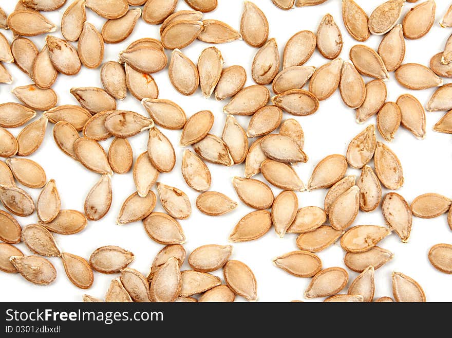 Pumpkin seed by disposit insulated on white background