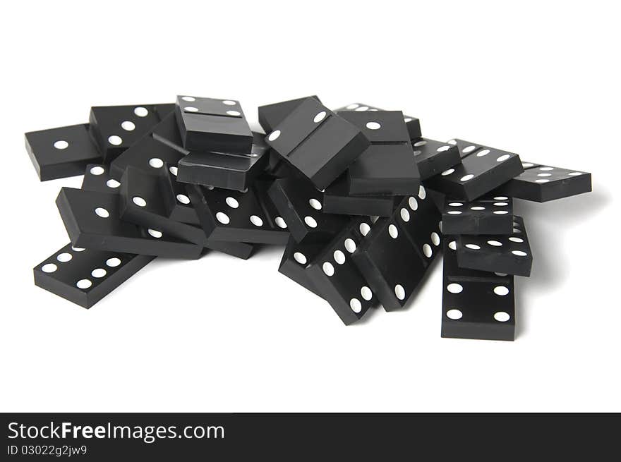 Black dominoes isolated on white background