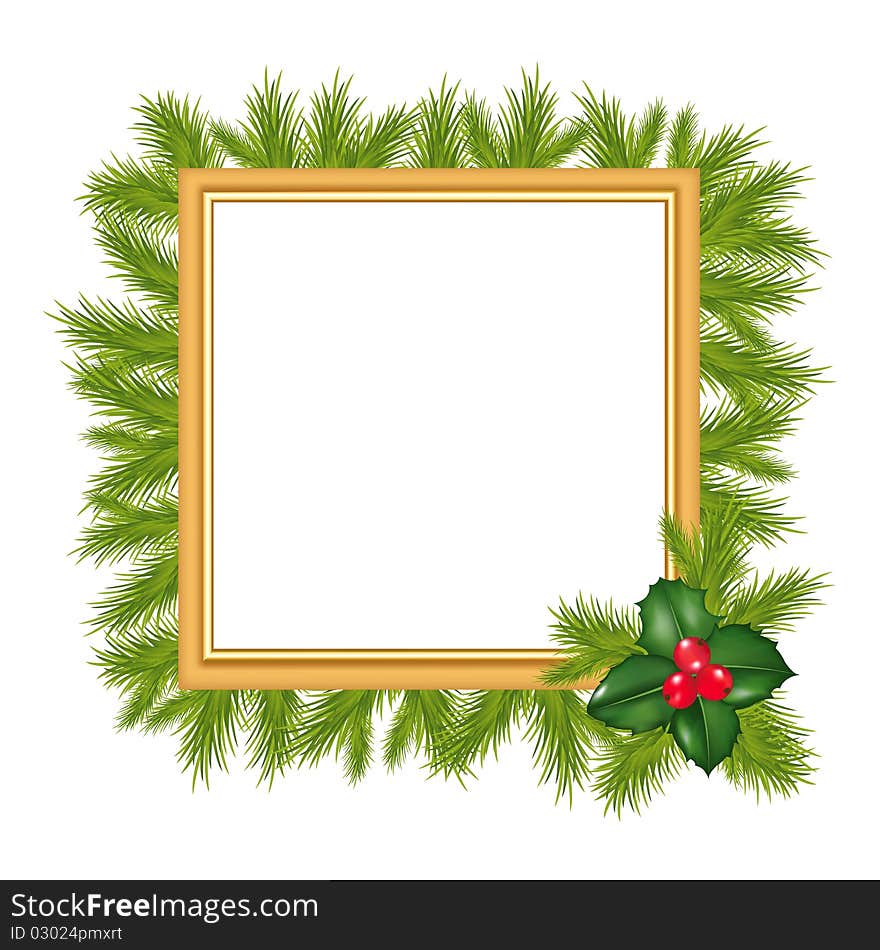 Framework For Photo With Branch Of Tree. Vector