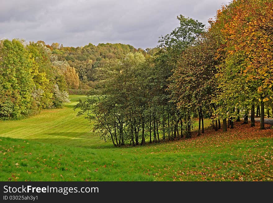 A typical Autumnal colourful British country scene. A typical Autumnal colourful British country scene