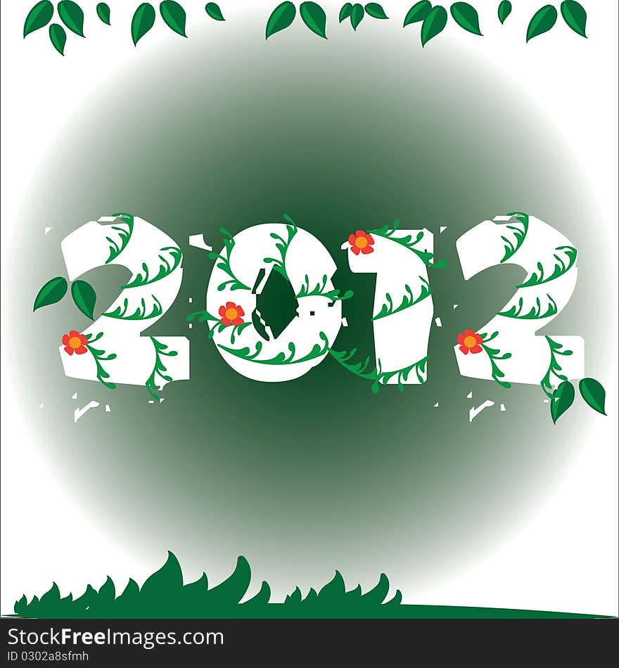 2012 word designed with flora and jungle look. 2012 word designed with flora and jungle look