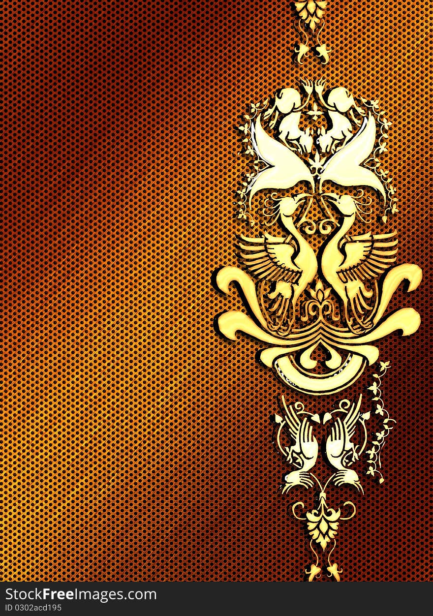 Gold metal plate with ornament